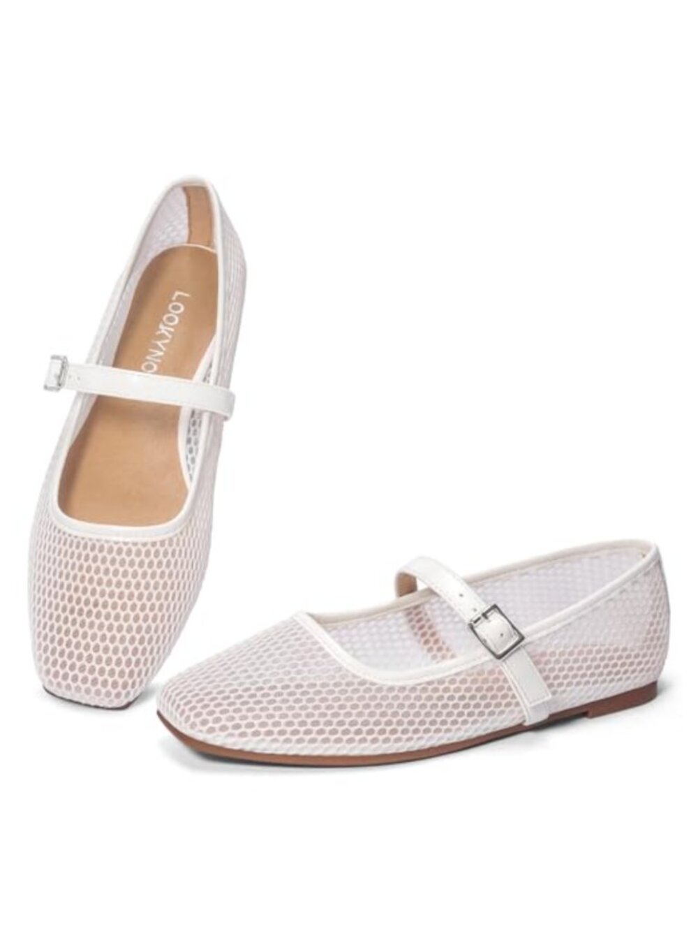 Mesh Ballet Flats Buckle Strap Square Toe Mary Jane Women's Breathable Summer